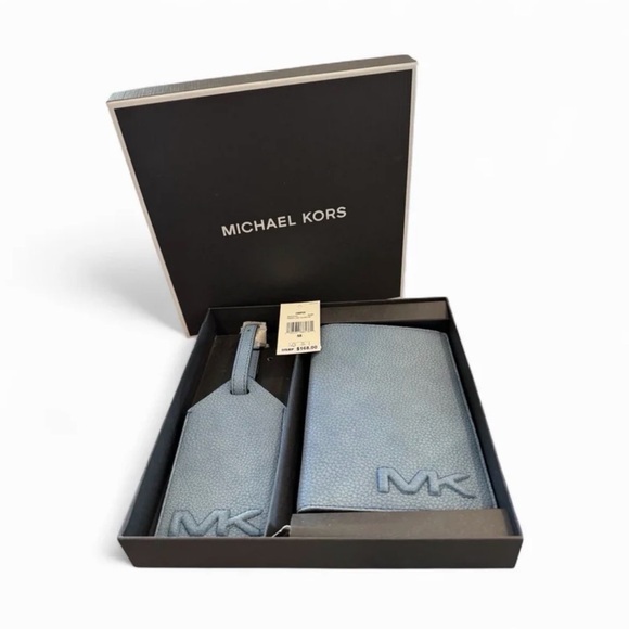 Michael Kors Cooper Denim Passport Holder & Luggage Tag Set — NWT